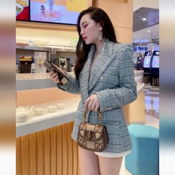 Zara textured tweed double breasted blazer size S - Picture 2 of 14